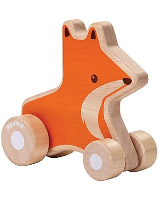 PlanToys Volpe su Ruote in Legno, 10x9,5x13 cm - Ecologica e divertente! Giochi all'Aperto