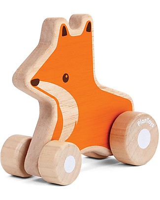 PlanToys Volpe su Ruote in Legno, 10x9,5x13 cm - Ecologica e divertente! Giochi all'Aperto