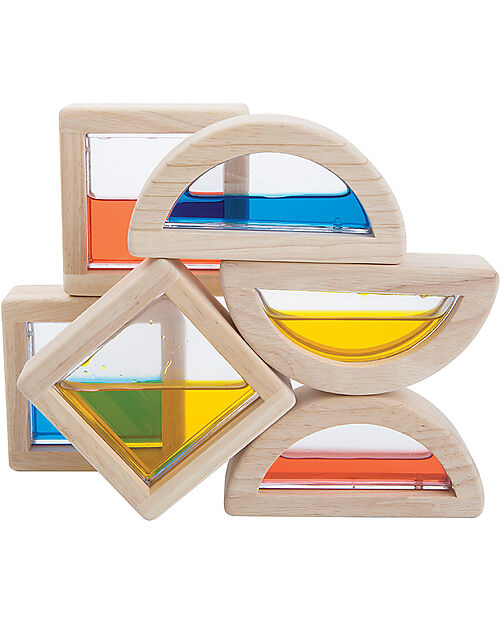 PlanToys Water Blocks - Scopri i Colori - Gioco in Legno 100% Sostenibile Costruzioni in Legno