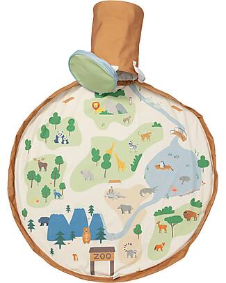 Play&Go 2-in-1 Play Mat and Toy Storage Basket – Zoo - 3+ Years Storage Bag and Playmat