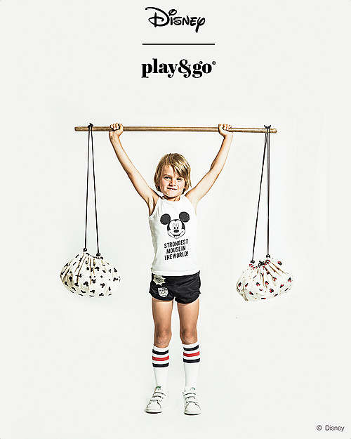 Play&Go Mini Sacco Portagiochi e Tappeto 2 in 1 in cotone - Collezione Disney, Minnie Tappeti Porta Gioco