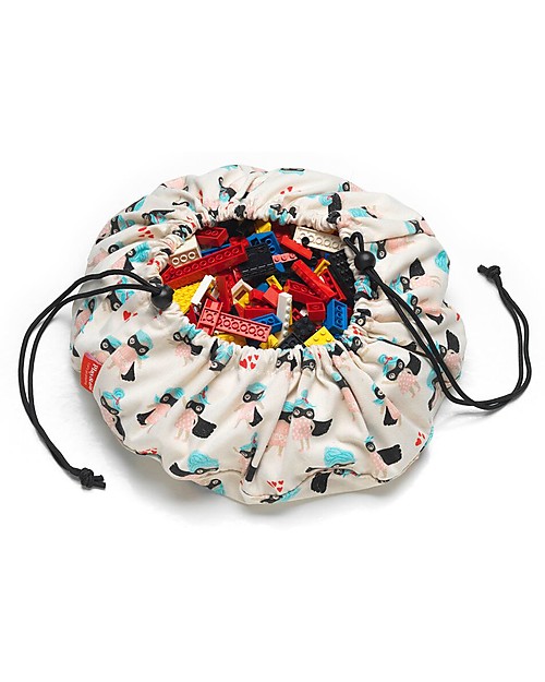 Play&Go Mini Sacco Portagiochi e Tappeto 2 in 1 in cotone - SuperGirl Contenitori Porta Giochi