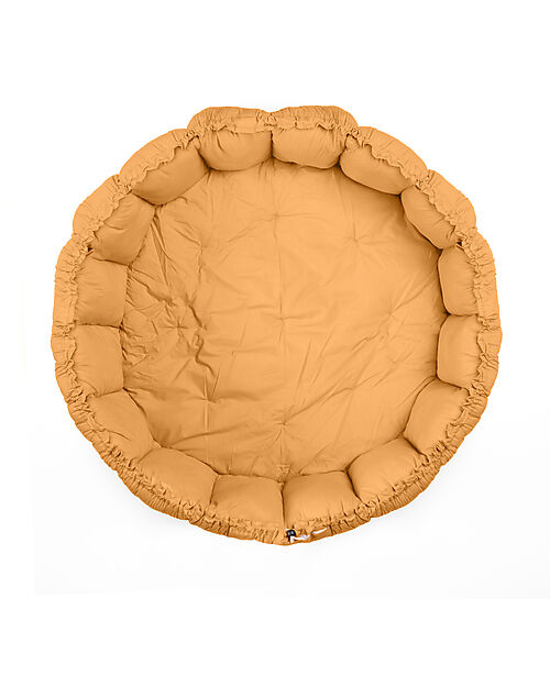 Play&Go Sacco Portagiochi Bloom - Tappeto Gioco Imbottito e Baby Nest 2 in 1 in 100% Cotone Bio - Chai Tea Mustard Tappeti Porta Gioco