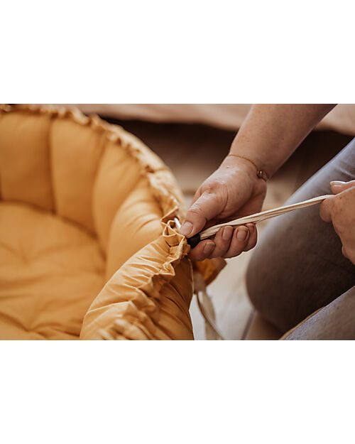 Play&Go Sacco Portagiochi Bloom - Tappeto Gioco Imbottito e Baby Nest 2 in 1 in 100% Cotone Bio - Chai Tea Mustard Tappeti Porta Gioco