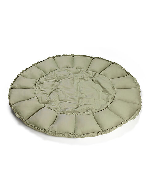 Play&Go Sacco Portagiochi Bloom - Tappeto Gioco Imbottito e Baby Nest 2 in 1 in 100% Cotone Bio - Meadow Green Tappeti Porta Gioco