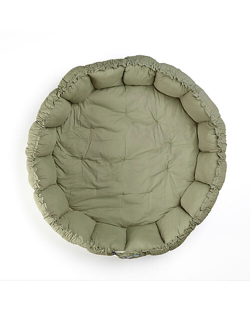 Play&Go Sacco Portagiochi Bloom - Tappeto Gioco Imbottito e Baby Nest 2 in 1 in 100% Cotone Bio - Meadow Green Tappeti Porta Gioco