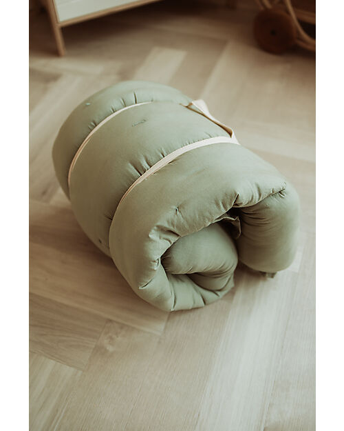 Play&Go Sacco Portagiochi Bloom - Tappeto Gioco Imbottito e Baby Nest 2 in 1 in 100% Cotone Bio - Meadow Green Tappeti Porta Gioco