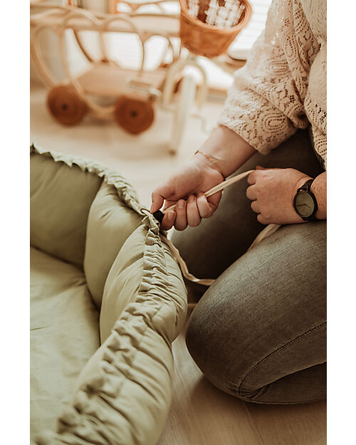 Play&Go Sacco Portagiochi Bloom - Tappeto Gioco Imbottito e Baby Nest 2 in 1 in 100% Cotone Bio - Meadow Green Tappeti Porta Gioco