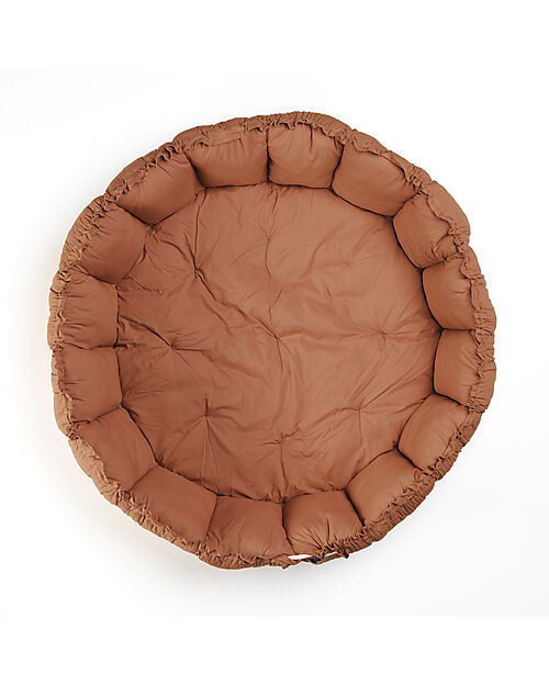 Play&Go Sacco Portagiochi Bloom - Tappeto Gioco Imbottito e Baby Nest 2 in 1 in 100% Cotone Bio - Tawny Brown Tappeti Porta Gioco
