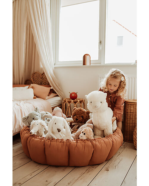 Play&Go Sacco Portagiochi Bloom - Tappeto Gioco Imbottito e Baby Nest 2 in 1 in 100% Cotone Bio - Tawny Brown Tappeti Porta Gioco