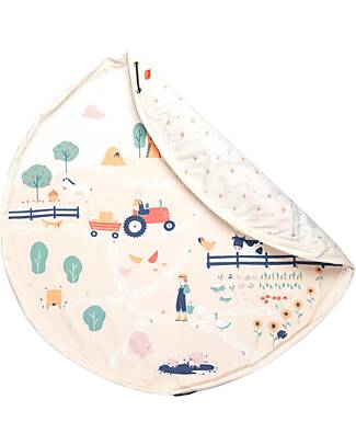 Play&Go Sacco Portagiochi e Tappeto 2 in 1 - Cotone - Fattoria Tappeti Gioco Imbottiti