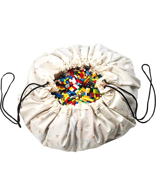 Play&Go Sacco Portagiochi e Tappeto 2 in 1 - Cotone - Fattoria Tappeti Gioco Imbottiti