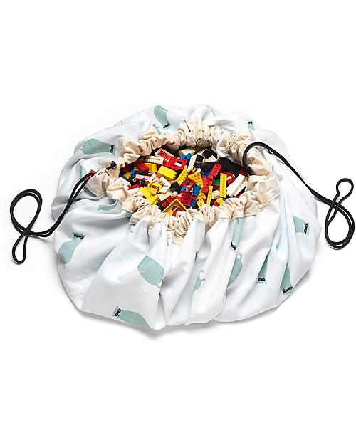 Play&Go Sacco Portagiochi e Tappeto 2 in 1 Double cotone - Treno e Orsetti Contenitori Porta Giochi