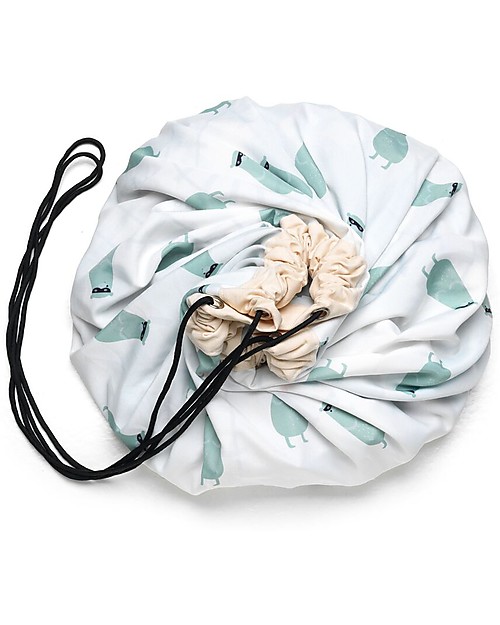 Play&Go Sacco Portagiochi e Tappeto 2 in 1 Double cotone - Treno e Orsetti Contenitori Porta Giochi