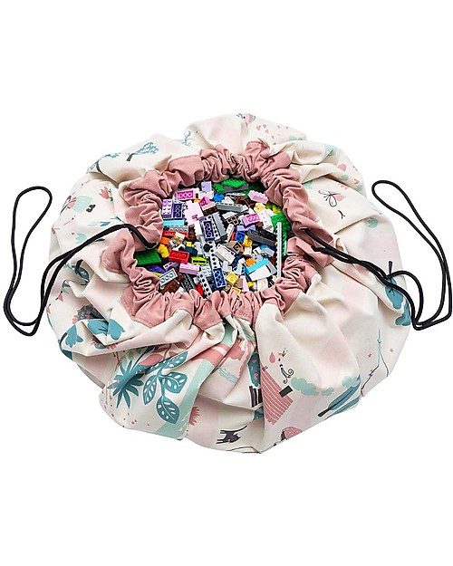 Play&Go Sacco Portagiochi e Tappeto 2 in 1 Double cotone - Una Passeggiata al Parco Tappeti Porta Gioco