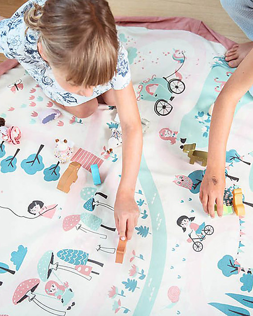 Play&Go Sacco Portagiochi e Tappeto 2 in 1 Double cotone - Una Passeggiata al Parco Tappeti Porta Gioco