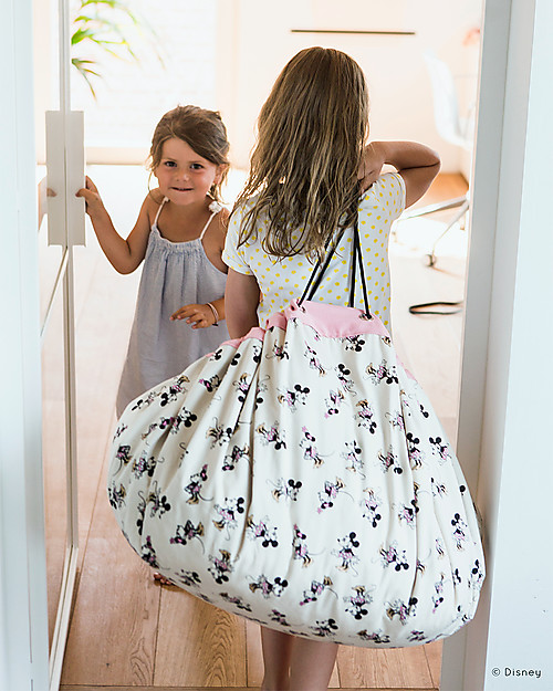 Play&Go Sacco Portagiochi e Tappeto 2 in 1 in cotone - Collezione Disney,  Minnie Scarpe Dorate Tappeti Porta Gioco