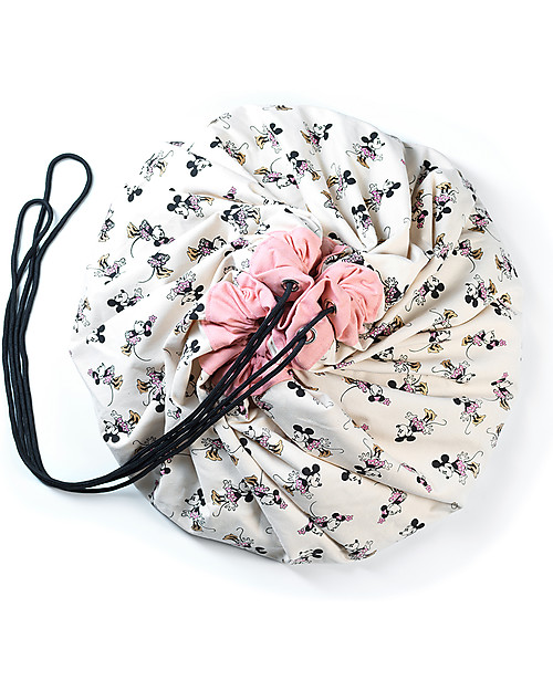 Play&Go Sacco Portagiochi e Tappeto 2 in 1 in cotone - Collezione Disney,  Minnie Scarpe Dorate Tappeti Porta Gioco