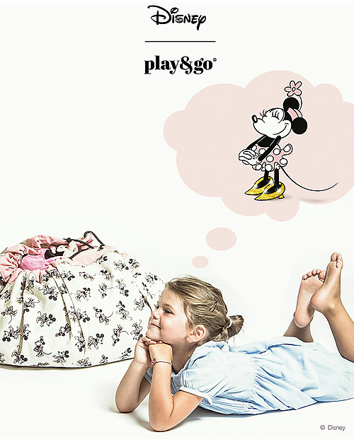 Play&Go Sacco Portagiochi e Tappeto 2 in 1 in cotone - Collezione Disney,  Minnie Scarpe Dorate Tappeti Porta Gioco
