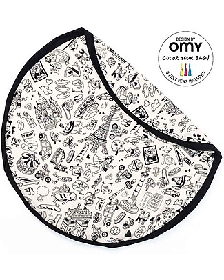 Play&Go Sacco Portagiochi e Tappeto 2 in 1 in cotone - Color my bag by OMY PARIGI Contenitori Porta Giochi