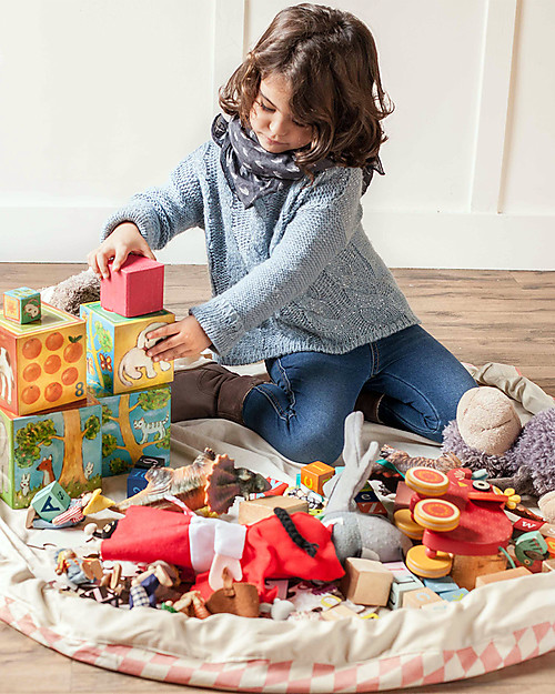 Play&Go Sacco Portagiochi e Tappeto 2 in 1 in cotone - Diamanti Rosa Tappeti Porta Gioco