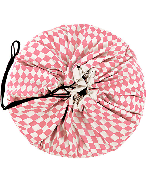 Play&Go Sacco Portagiochi e Tappeto 2 in 1 in cotone - Diamanti Rosa Tappeti Porta Gioco