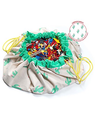 Play&Go Sacco Portagiochi e Tappeto 2 in 1 in cotone - Edizione Limitata Cactus Contenitori Porta Giochi_