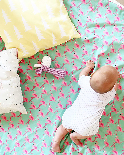 Play&Go Sacco Portagiochi e Tappeto 2 in 1 in cotone - Fenicotteri Giochi Montessoriani