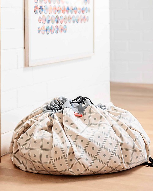 Play&Go Sacco Portagiochi e Tappeto 2 in 1 in cotone - Geometriche verdi Contenitori Porta Giochi