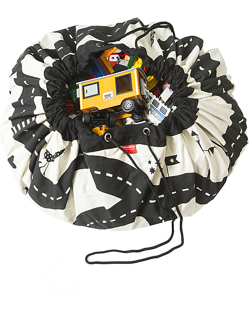Play&Go Sacco Portagiochi e Tappeto 2 in 1 in cotone - Roadmap Tappeti Porta Gioco
