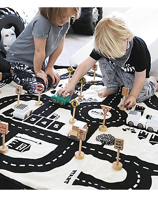 Play&Go Sacco Portagiochi e Tappeto 2 in 1 in cotone - Roadmap Tappeti Porta Gioco