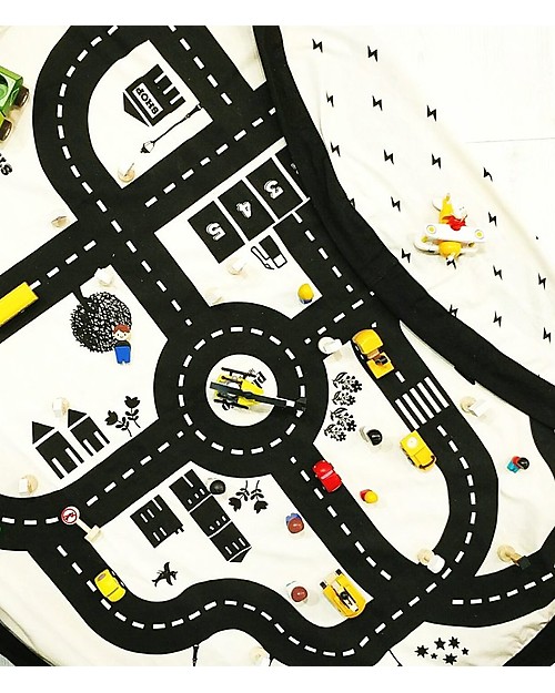 Play&Go Sacco Portagiochi e Tappeto 2 in 1 in cotone - Roadmap Tappeti Porta Gioco