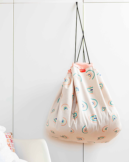 Play&Go Sacco Portagiochi e Tappeto 2 in 1 Original cotone - Arcobaleno Tappeti Porta Gioco