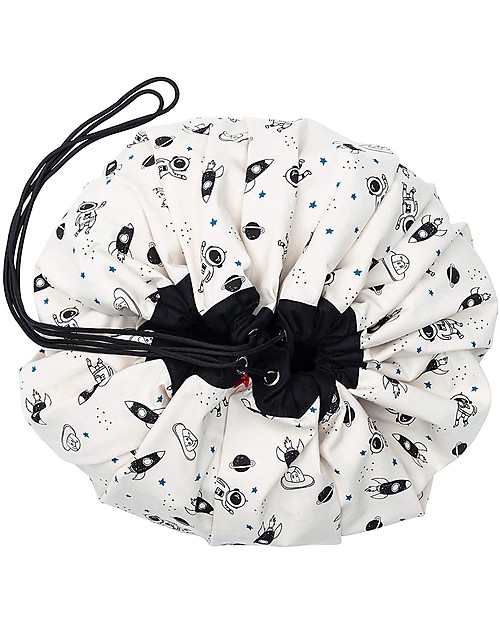 Play&Go Sacco Portagiochi e Tappeto 2 in 1 Original cotone - Spazio - Si Illumina al Buio! Tappeti Porta Gioco