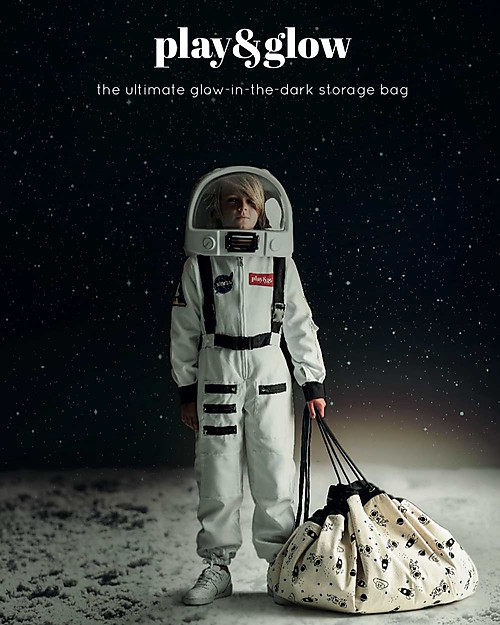 Play&Go Sacco Portagiochi e Tappeto 2 in 1 Original cotone - Spazio - Si Illumina al Buio! Tappeti Porta Gioco