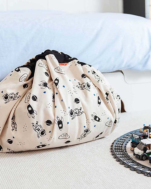 Play&Go Sacco Portagiochi e Tappeto 2 in 1 Original cotone - Spazio - Si Illumina al Buio! Tappeti Porta Gioco