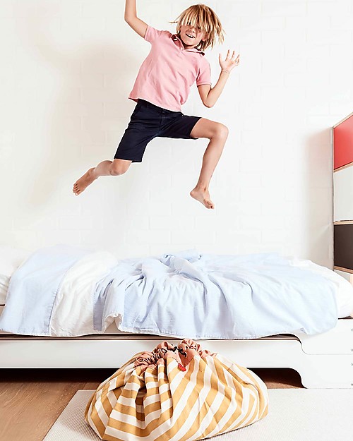 Play&Go Sacco Portagiochi e Tappeto 2 in 1 Original cotone - Strisce senape Tappeti Porta Gioco