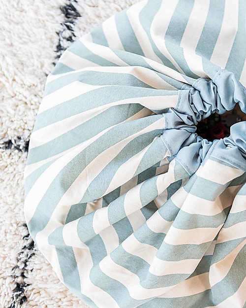 Play&Go Sacco Portagiochi e Tappeto 2 in 1 Original cotone - Strisce verdi Contenitori Porta Giochi