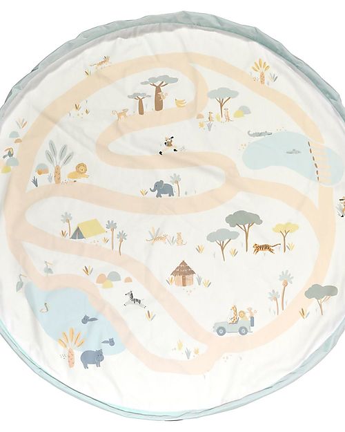 Play&Go Sacco Portagiochi e Tappeto Gioco 2 in 1 Duble Cotone - Giungla Tappeti Porta Gioco