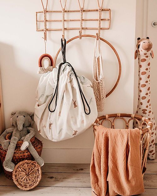 Play&Go Sacco Portagiochi e Tappeto Gioco 2 in 1 Duble Cotone - Giungla Tappeti Porta Gioco