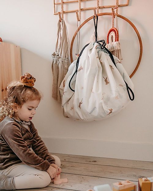 Play&Go Sacco Portagiochi e Tappeto Gioco 2 in 1 Duble Cotone - Giungla Tappeti Porta Gioco