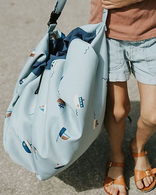 Play&Go Sacco Portagiochi e Tappeto Gioco 2 in 1  - in Cotone - Barca Tappeti Porta Gioco