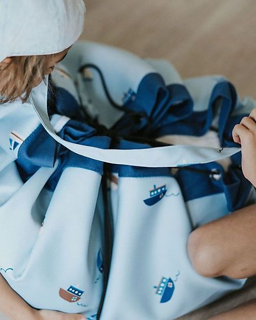 Play&Go Sacco Portagiochi e Tappeto Gioco 2 in 1  - in Cotone - Barca Tappeti Porta Gioco