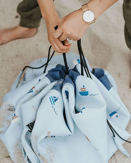 Play&Go Sacco Portagiochi e Tappeto Gioco 2 in 1  - in Cotone - Barca Tappeti Porta Gioco