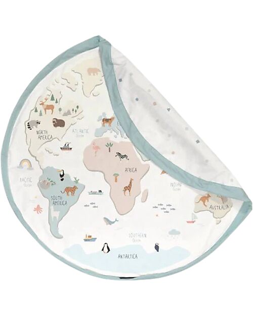 Play&Go Sacco Portagiochi e Tappeto Gioco da Esterno 2 in 1 - Mappamondo Tappeti Porta Gioco