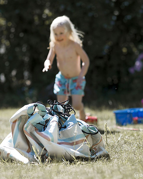 Play&Go Sacco Portagiochi e Tappeto Gioco da Esterno 2 in 1 - Righe Tappeti Porta Gioco