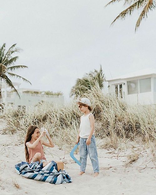 Play&Go Sacco Portagiochi e Tappeto Gioco da Esterno 2 in 1 - Strisce Blu/Verde Tappeti Porta Gioco