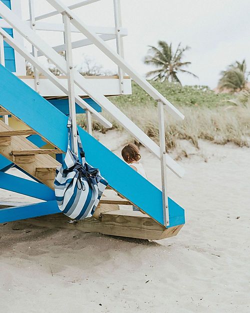 Play&Go Sacco Portagiochi e Tappeto Gioco da Esterno 2 in 1 - Strisce Blu/Verde Tappeti Porta Gioco