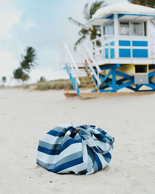 Play&Go Sacco Portagiochi e Tappeto Gioco da Esterno 2 in 1 - Strisce Blu/Verde Tappeti Porta Gioco