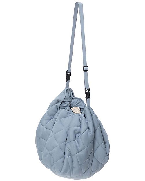 Play&Go Sacco Portagiochi e Tappeto Gioco Imbottito 2 in 1 Original Cotone Biologico - Blu Papavero Tappeti Porta Gioco